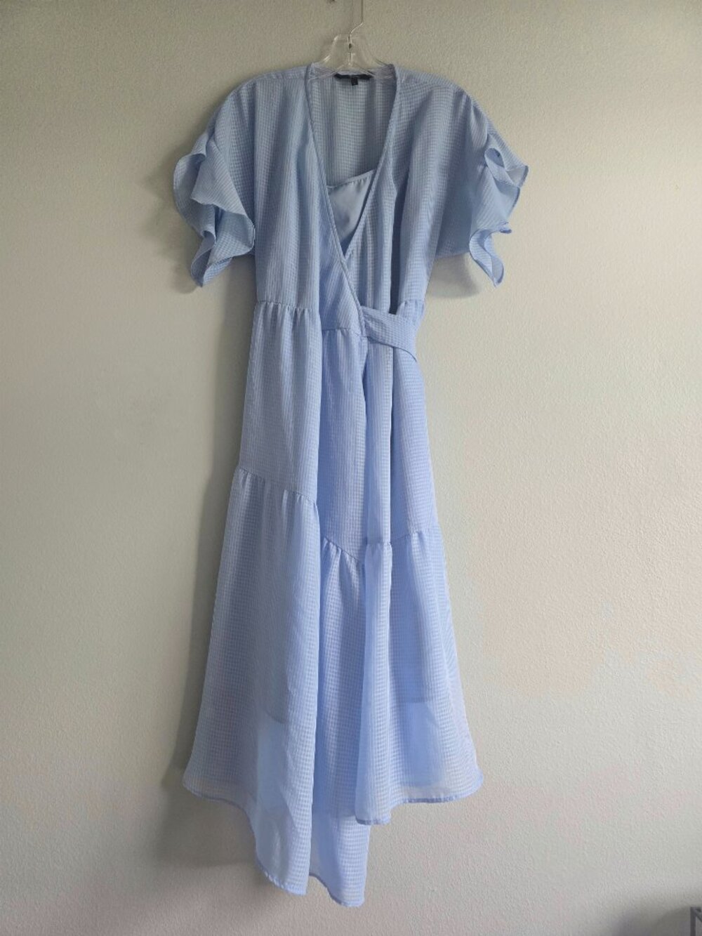 Vero Moda Blue Midi Wrap Dress Flutter Sleeves size M